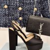 PRADA/PRADA Classic Triangle DiamondOne Word Thick Heel Hentian High SandalsSpring/Summer Home sikou2sx