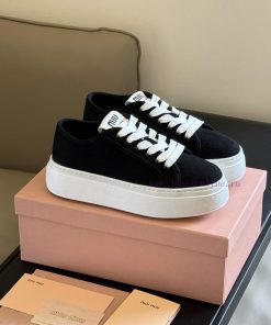 Miumiu Ss24 Canvas Shoes New ProductMiu 24 Spring/Summer Thick Soled Canvas ShoesMinimalist Des tvq76o7f