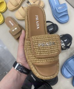PRADA's 2024 [Fireworks] [Fireworks] Popular Grass Weaving Series Lazy Must Have Slippers Look gc7ldham