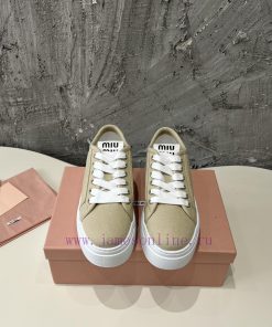 MiuMiu Thick Soled Canvas White Shoes ️️ Simple And Premium Thick Soled Biscuit White Shoes Bea tzf23nv5