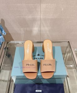 -24Ss New Prada Knitted Round Thick Heel SlippersThe Simple And Exquisite Crochet Pattern Is Di awni7izy