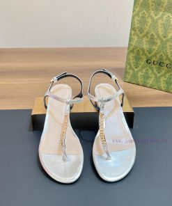The Latest Summer 2024 Herringbone Sandals GUcc 𝐢 Letter Buckle Gold Logo Chain Clip Toe Sandal jeat4shx