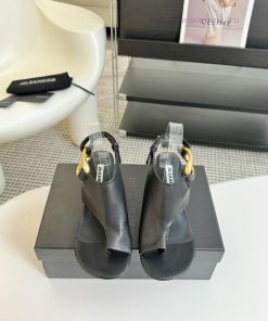 JILSANDER 24 Spring/Summer Minimalist High Heel Buckle Round Head Fine Heel Sandals Single Shoe 5y6oso3a