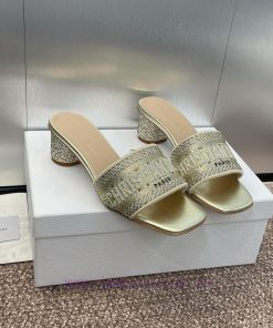 Dior 2024 DWAY Spring/Summer New One Word Drag Color Blocked Hot Diamond Women's Shoes CD Lette 9eswd4gm