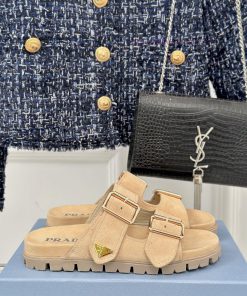 PRADA/PRADA Classic Triangle LogoThick Soled Double Button Slippers SeriesSuper Lightweight And z7ap3lmp