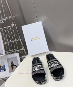 Top TierDior Classic Cotton 3D Stereoscopic Embroidery Printed Thick Bottom Cool Slippers Long qlgpdv4x
