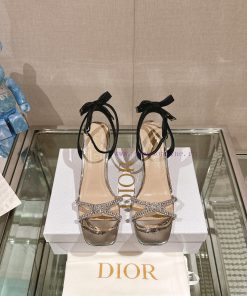 -24Ss Summer New Dior Diamond Back Bow Round Heel SandalsThis Rhinestone Sandal Is A New Produc 1x0lyu3y