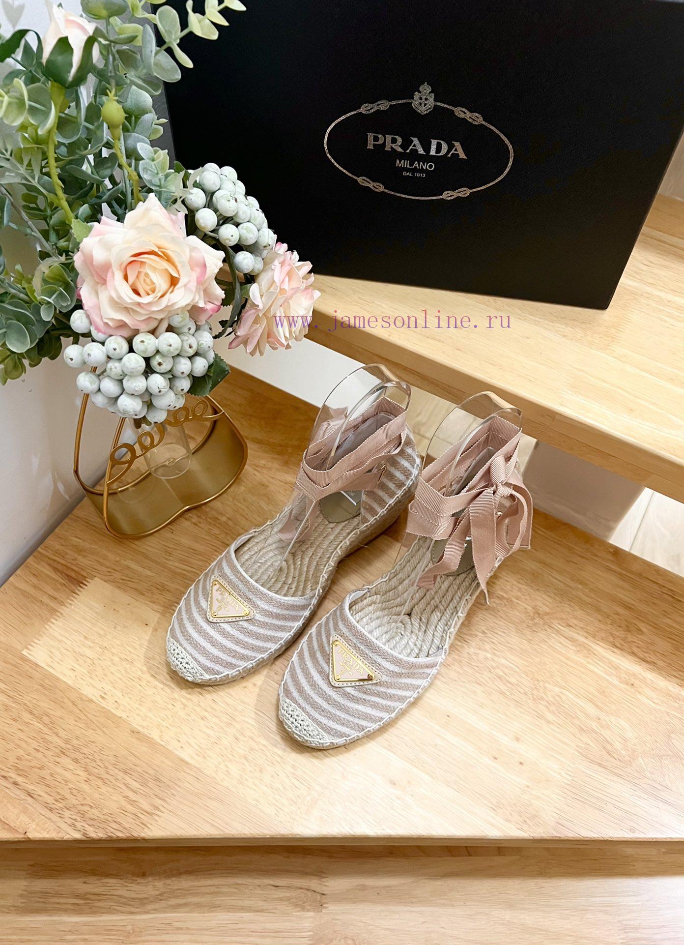 Prada/Prada In Early Spring 2024 This Tricolor Striped Wedge Heel Waterproof Platform High-heel sjmuzowz - Image 4