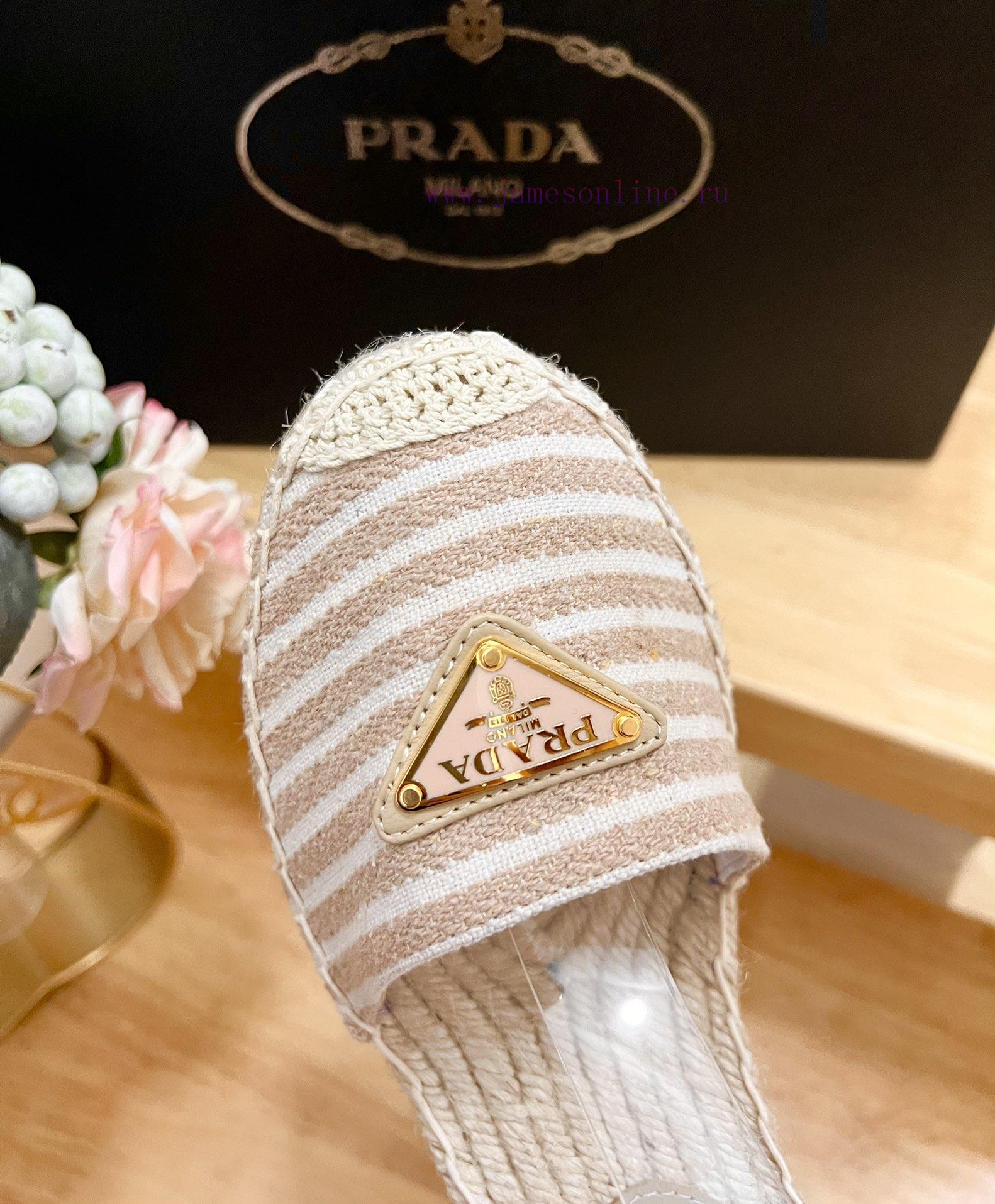 Prada/Prada In Early Spring 2024 This Tricolor Striped Wedge Heel Waterproof Platform High-heel sjmuzowz - Image 6