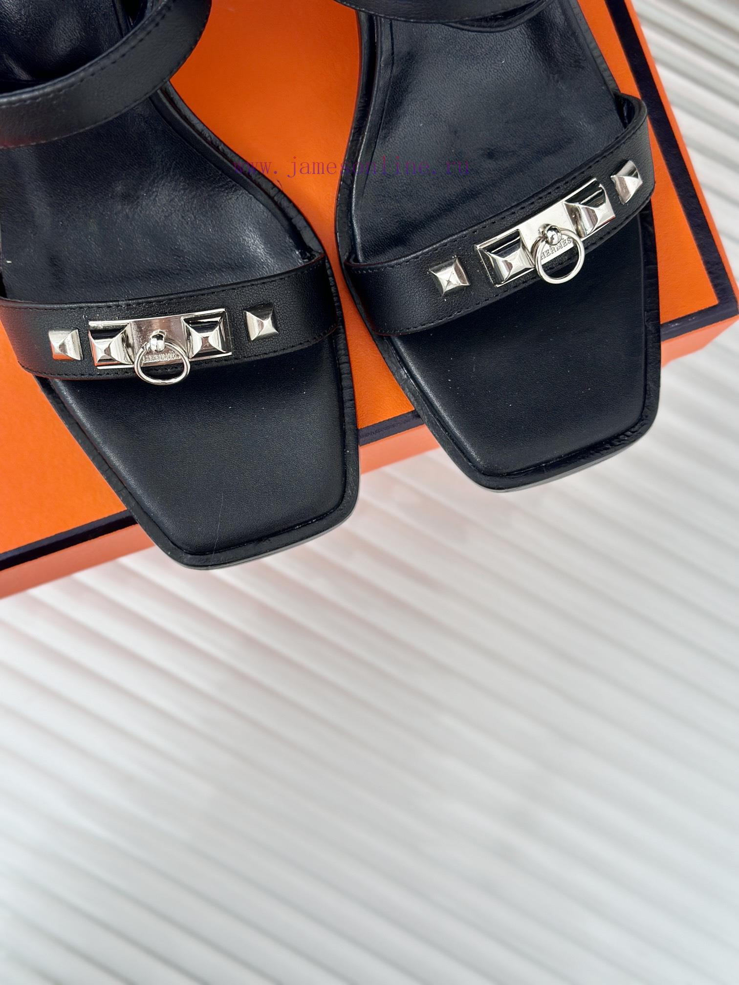 Herm è S/Herm è S Classic One Belt Thick Heel SandalsExtremely Retro Design With A Strong Exoti hv7d5r3g - Image 8