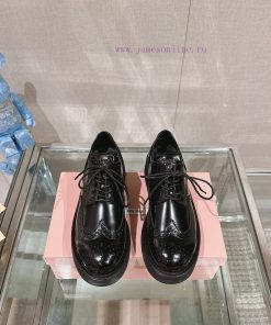 -24Ss Shoes Miu Miu Thick Soled Loafers Bloch Lace Up Small Leather ShoesThe Iconic Contradicti s1t46aj9