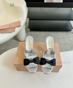 Height 8.5MiuMiu Miu 24 Summer New Bow High HeelsMid Heeled/high-heeled StylesRetro Elegance Bo 46ugo3tl