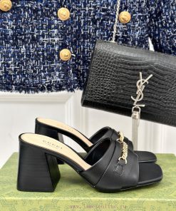 Gucci24S Spring/Summer New Product IntroductionLetter Chain Thick Heel SlippersThe Fabric Is Ma fut8mzof