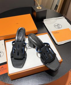 New HERMES Hermes 2024 Thick Heel Series Hollow H-Trailer Super High Altitude Edition Reproduct hncf3mj5