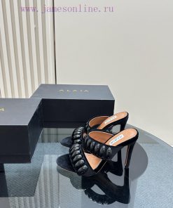 ALAIA24 Spring/summer Silver Metallic Suede Sandals Have Insights Into Women's Body Shape Thank gvbacusm
