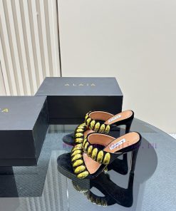 Black Color 380ALAIA24 Spring/summer Silver Metallic Suede Sandals Have Insights Into Women's B 5ty9y91v