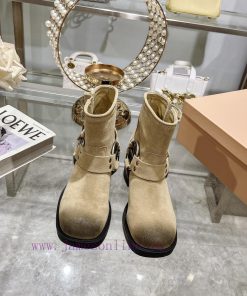 Yangjing Miumiu 2024 Autumn And Winter New Limited Edition Lock Mouth Short Boots New Color Hot fb00fcwd