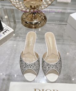 Top TierDior 2024 Spring/Summer New Fish Mouth Slippers Round Headed Mary Jane Heels Top In The qs0jw73m