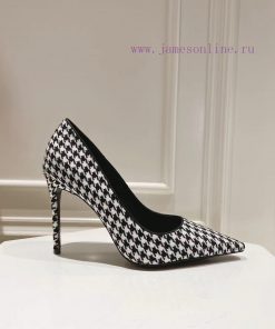35-42 Size Genuine Leather Outsole Small Square Toe Houndstooth Fabric Single Shoe Sheepskin In dcxlhplp