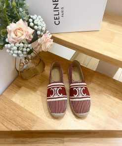 CELINE Striped Flat Heel Fisherman's Shoes This Single Shoe Is Made Of Cotton Canvas And Featur 1jkg0ja4