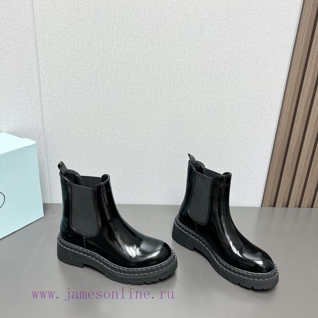 Top TierPrada 24vs Autumn/Winter Latest Explosive Martin Boot SeriesRound Toe Thick Soled Short bnz44gfp - Image 3