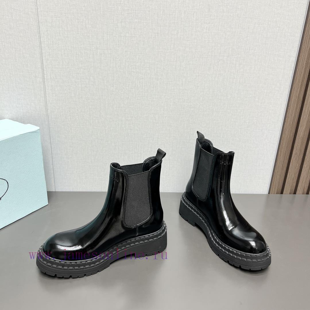 Top TierPrada 24vs Autumn/Winter Latest Explosive Martin Boot SeriesRound Toe Thick Soled Short bnz44gfp - Image 4
