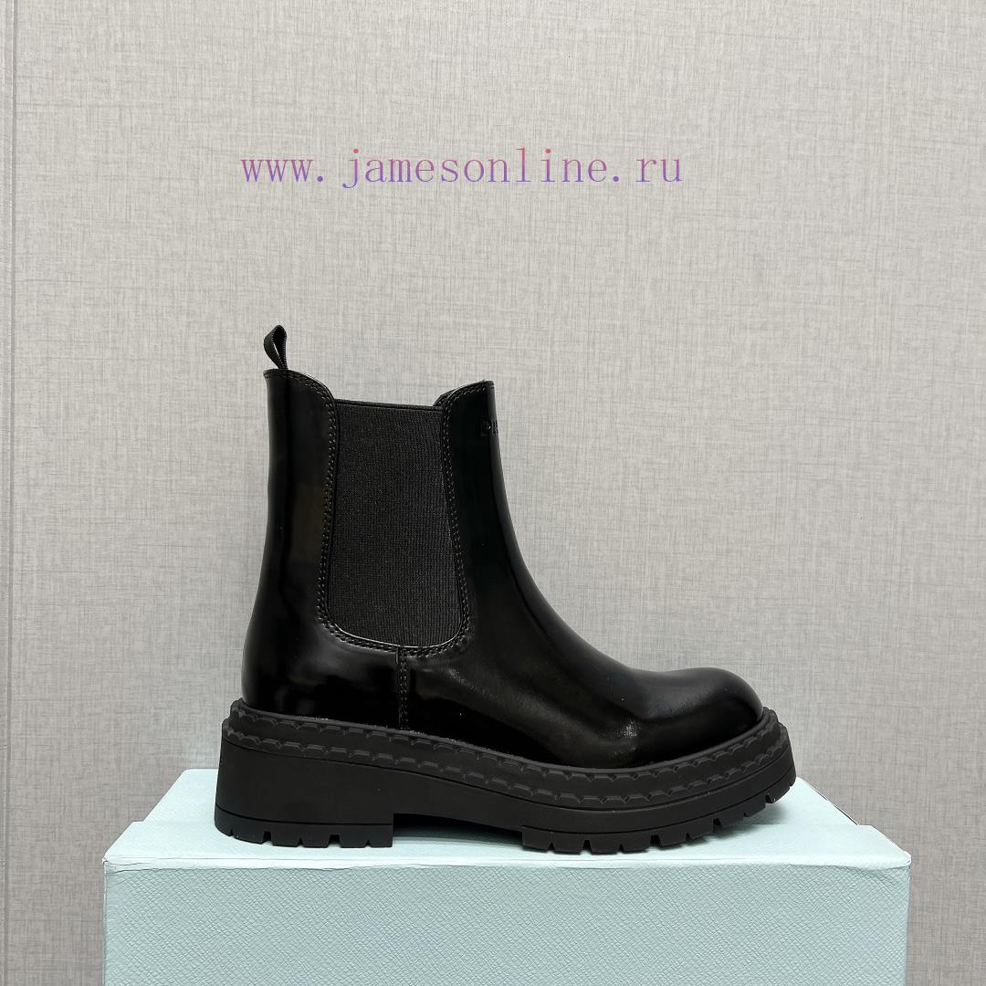 Top TierPrada 24vs Autumn/Winter Latest Explosive Martin Boot SeriesRound Toe Thick Soled Short bnz44gfp - Image 6