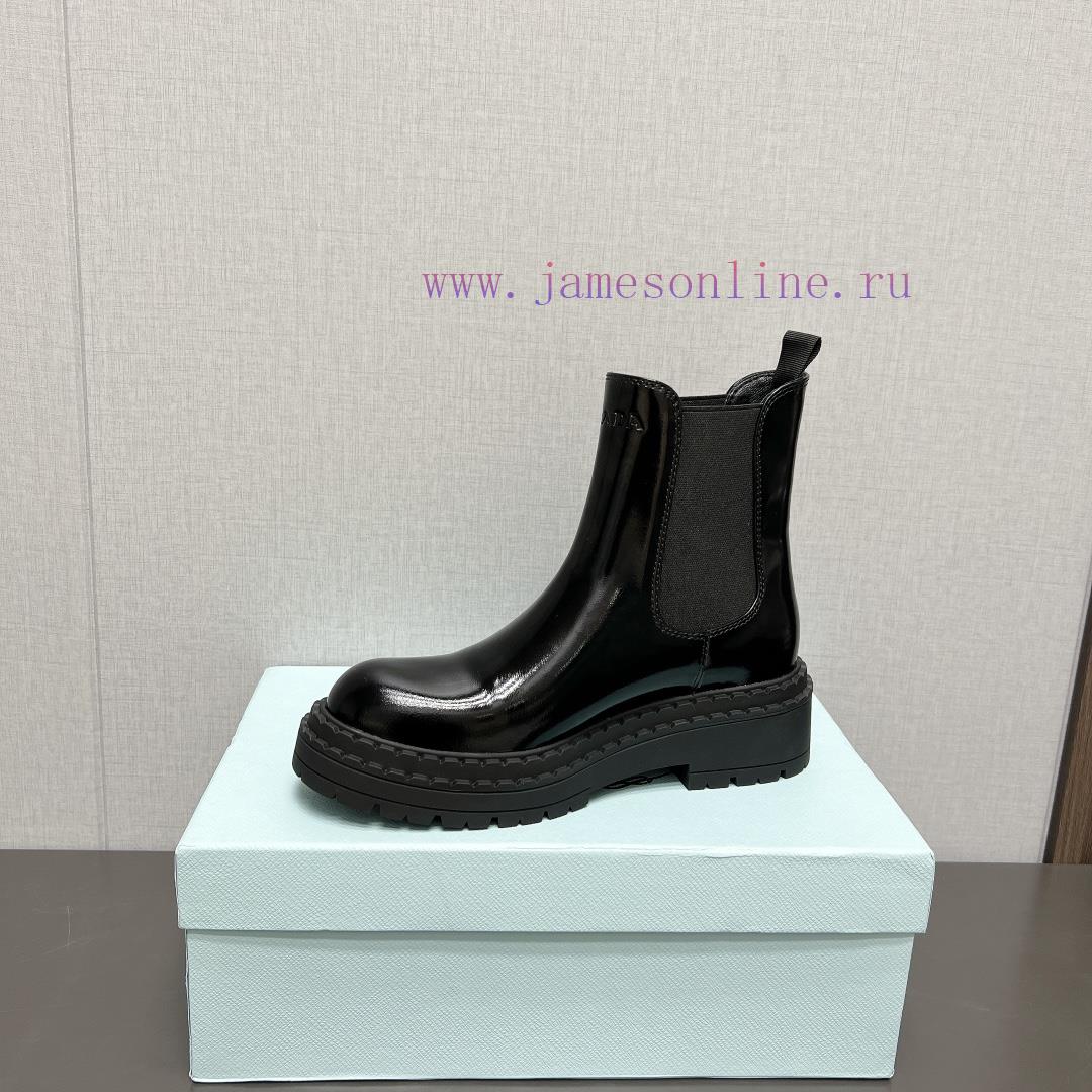 Top TierPrada 24vs Autumn/Winter Latest Explosive Martin Boot SeriesRound Toe Thick Soled Short bnz44gfp - Image 7