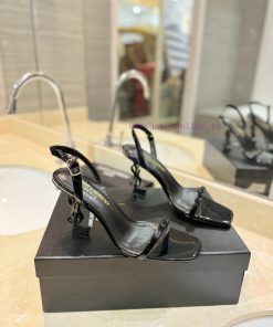 SAINT LAURENT YSL Letter Metal Buckle Baked Paint YSL Letter And High-heeled Sandals Color Lett tshlrgpc