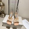 Jimmy Choo 2024 Mesh Hot Diamond Square Head Diamond Chain Sandals 8.5cm 10.5cm Two Heels Heigh x90bth7n