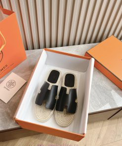 Top TierHermes 2024 Antigua Grass Woven Slippers - Made Of Genuine Leather With A Large Sole An ort4rd6t