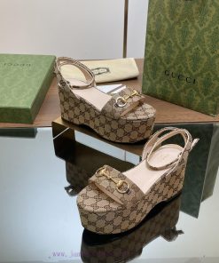 Gucci/Gucci2024 Summer New Product Waterproof Platform Saddle Buckle Horse Hook Buckle Sandals 3nxziniw