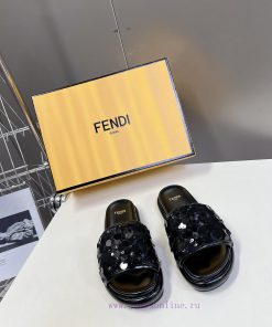 Top Of The Line Original FENDI Flat Slippers With Special Craftsmanship On The Upper Sequins Be mxzbxh8l