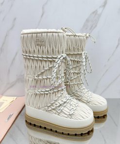 MiuMiu 24ss Series Women's Logo Nylon Herringbone Snow Party Metal Logo Two Tone Thick Sole Shr 08l2vxk8