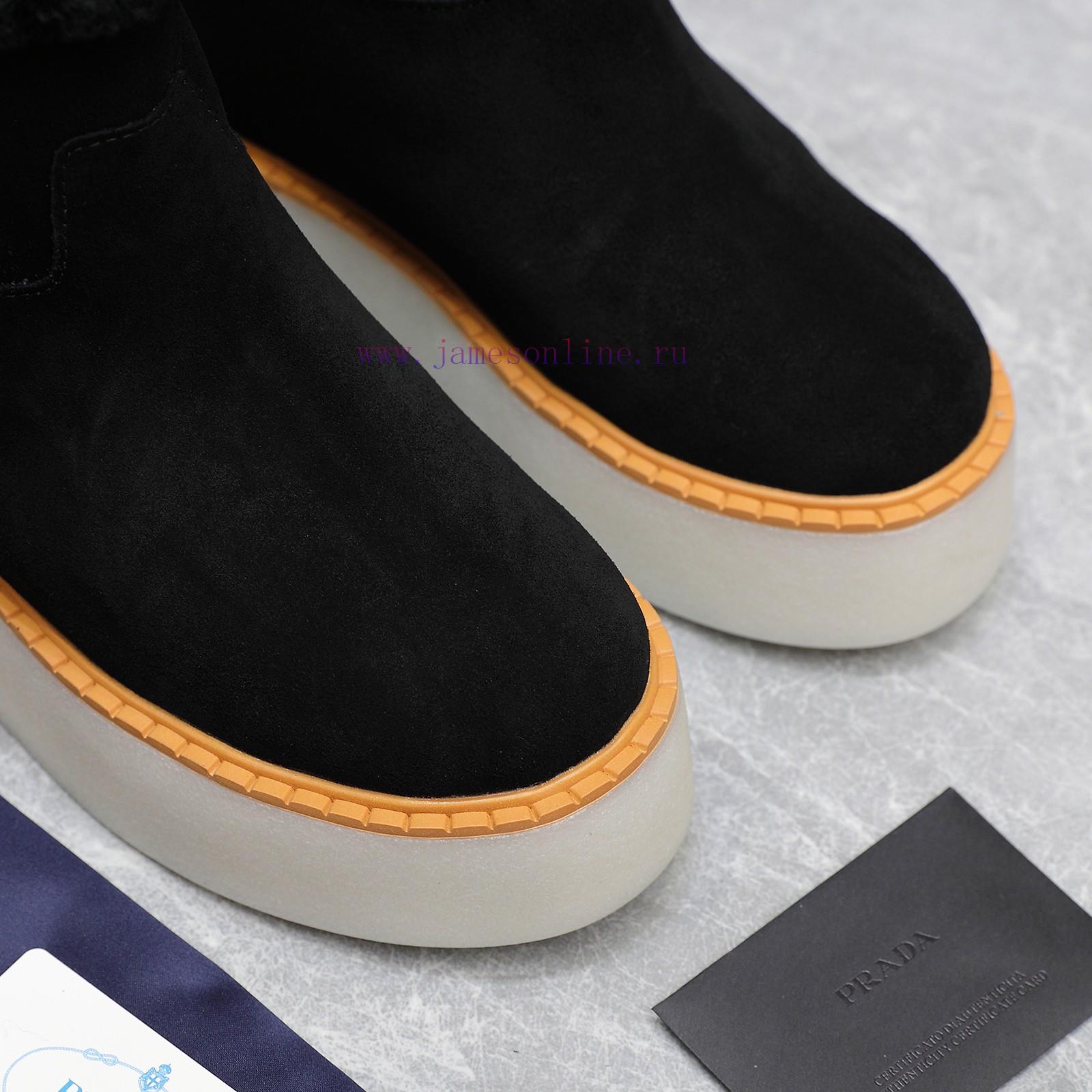 Top TierPrada 2024 Vs Autumn/Winter Latest Explosive Fur Boot SeriesRound Headed Triangular Buc hnux70py - Image 19