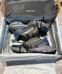 Top Balenciaga 3xl Mesh Distressed Lace Up Low Top Dad Shoes In Blue-green Grey. The Exterior D ajrj2l0t