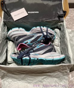 Top Balenciaga 3xl Mesh Distressed Lace Up Low Top Dad Shoes In Grey Blue And Pink. The Exterio 97rf53ap