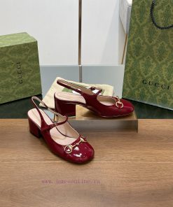2024 Gucci Early Autumn New GUcc 𝐢 Horseneck Buckle Exposed Heel Shallow Back Strap Sandals Thi spc165xe