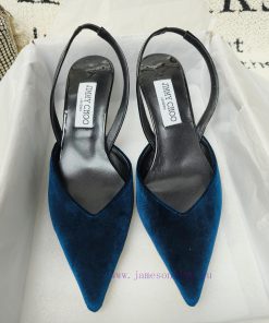 JIMMY CHOO Maryanne SlingBack 65 Series Open Toed High Heels Made Of Long Velvet/sheepskin The r1g6frjy
