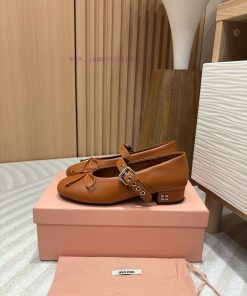 -24Ss Autumn/Winter New Miu Miu Bow Mary Jane Ballet Coarse Single ShoesOn This Leather Ballet jzyo3q48