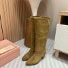 -24Ss Autumn And Winter New Miu Miu Tapered Thick Heel BootsThis Pair Of Suede Boots Combines C 7p8eb8lb