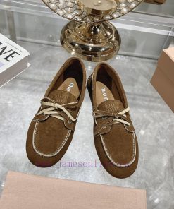 - Miu Miu New Color Brushed Lace Up Chicken Eye Flat Bean Shoes Miu Miu Miu Miu Miu Miu 2024 Fa jxb9jgtk