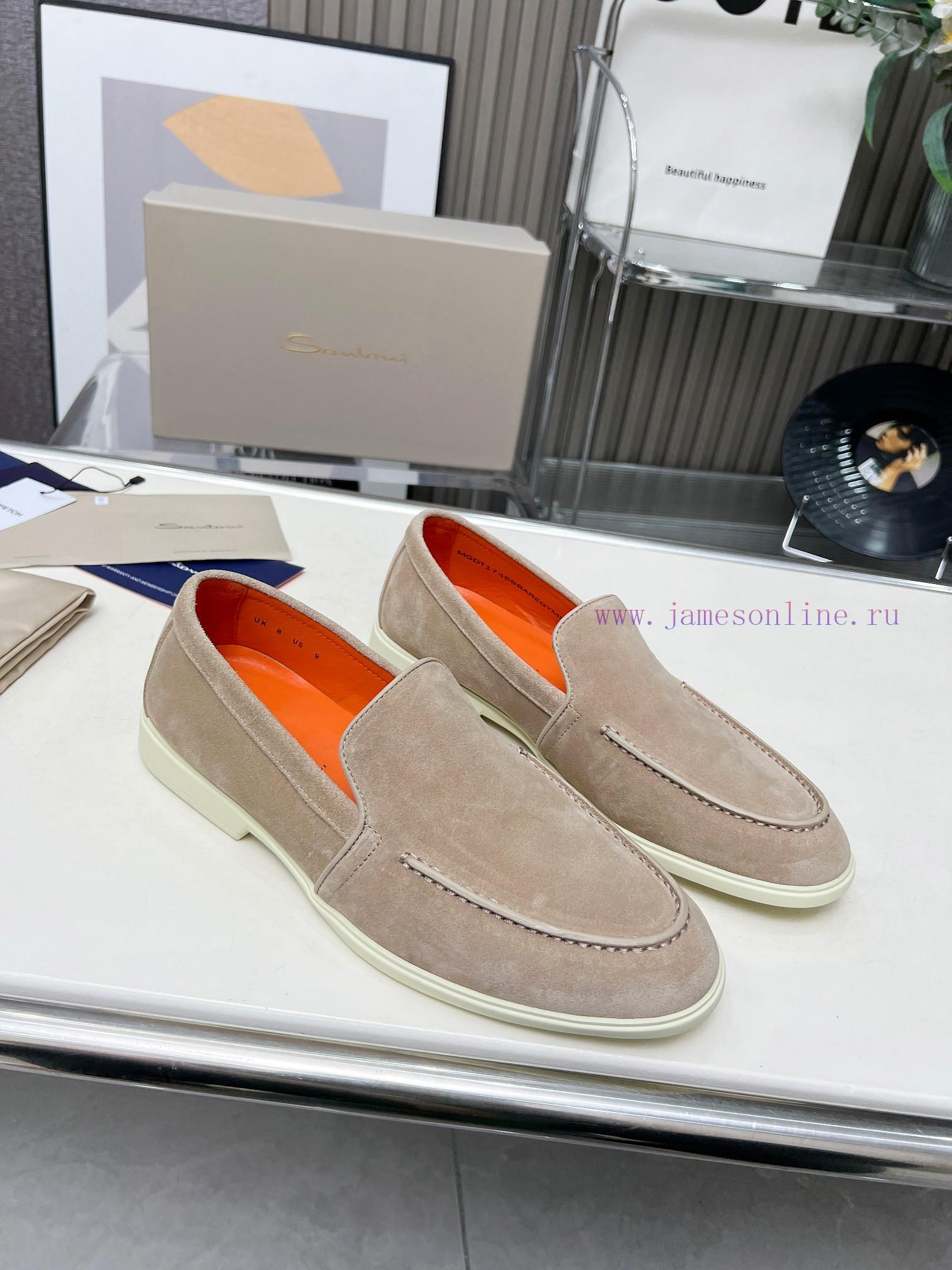 Santoni Four Seasons Classic Le Fu Shoes Casual Business Single ShoesImported Frosted Leather C j1obenmg - Image 7