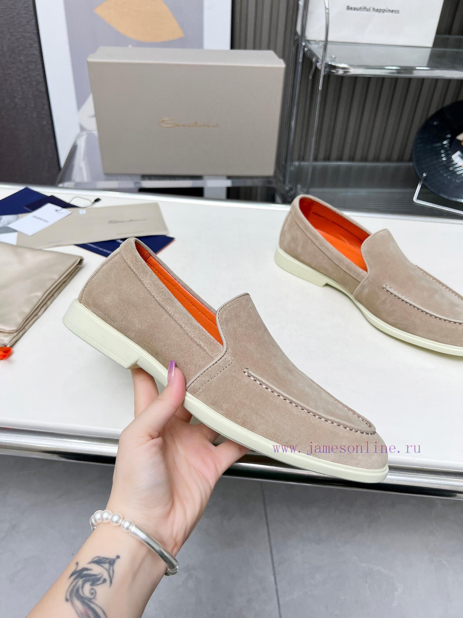 Santoni Four Seasons Classic Le Fu Shoes Casual Business Single ShoesImported Frosted Leather C j1obenmg - Image 12