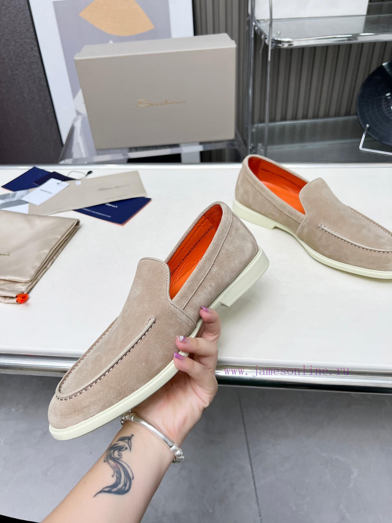 Santoni Four Seasons Classic Le Fu Shoes Casual Business Single ShoesImported Frosted Leather C j1obenmg - Image 13