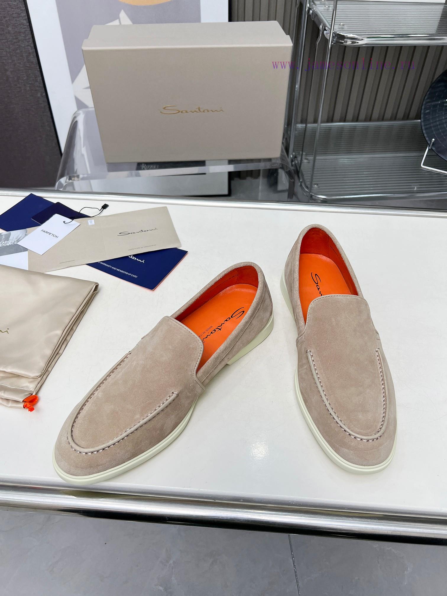 Santoni Four Seasons Classic Le Fu Shoes Casual Business Single ShoesImported Frosted Leather C j1obenmg - Image 15