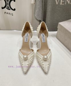 Jimmy CHO Hollow Single Shoes JC/Jimmy Zhou 2024 SS Summer New Style Simple Kitten Heel Pointed xehhikz2