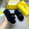 FENDI's Latest Popular Broadband Thick Soled Slippers Made Of Lamb Wool Fabric And Embroidered lq3i3wag
