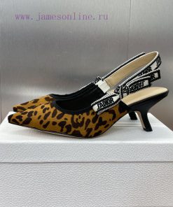 J'ADIOR Letter Logo Woven Ribbon Bow Square Head Jacquard Embroidery Pattern High-heeled Women' ugyjavzz