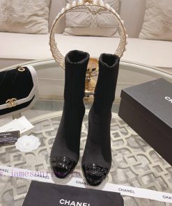 Chanel 24Ss Autumn/Winter Chanel Coarse Heel Socks BootsThe Sock Tube Is Made Of Knitted Elasti dmqavkxi